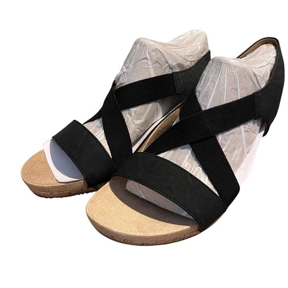 LifeStride Mexico Wedge Sandal Black - 10M NIB - Picture 3 of 7